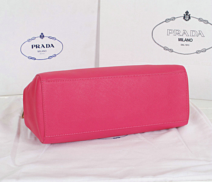 2014 Prada saffiano cuir leather tote bag BN2549 rosered